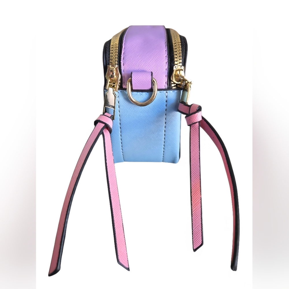 Marc Jacobs Pink and Blue Pastel Snapshot Crossbody Bag with Gold Accents - Picture 4 of 14